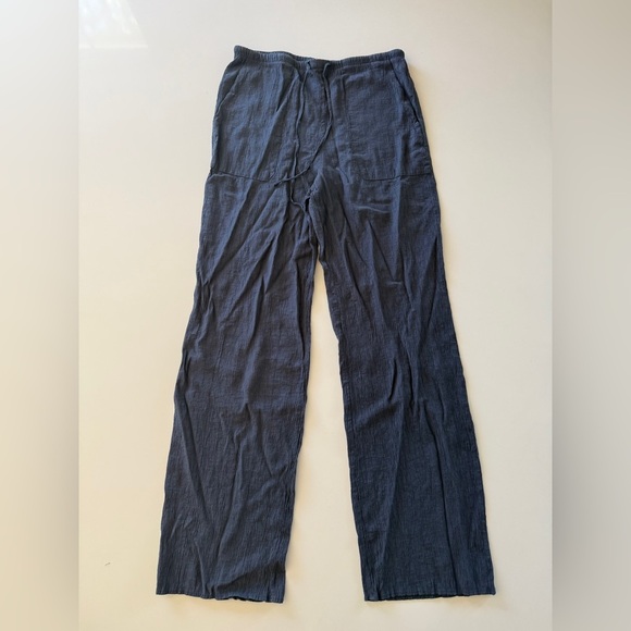 Zara-Crinkle-Lightweight-Navy Blue-SlatePull on-Pants-Casual-Staple-Basic-Size M - Picture 7 of 12